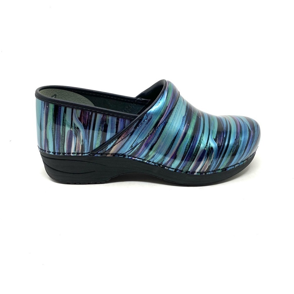 Dansko XP 2.0 Professional Nurse Shoes Teal Striped Patent Leather